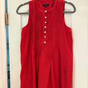 Quince Women 100% European Linen Sleeveless Swing Dress XS Red EUC